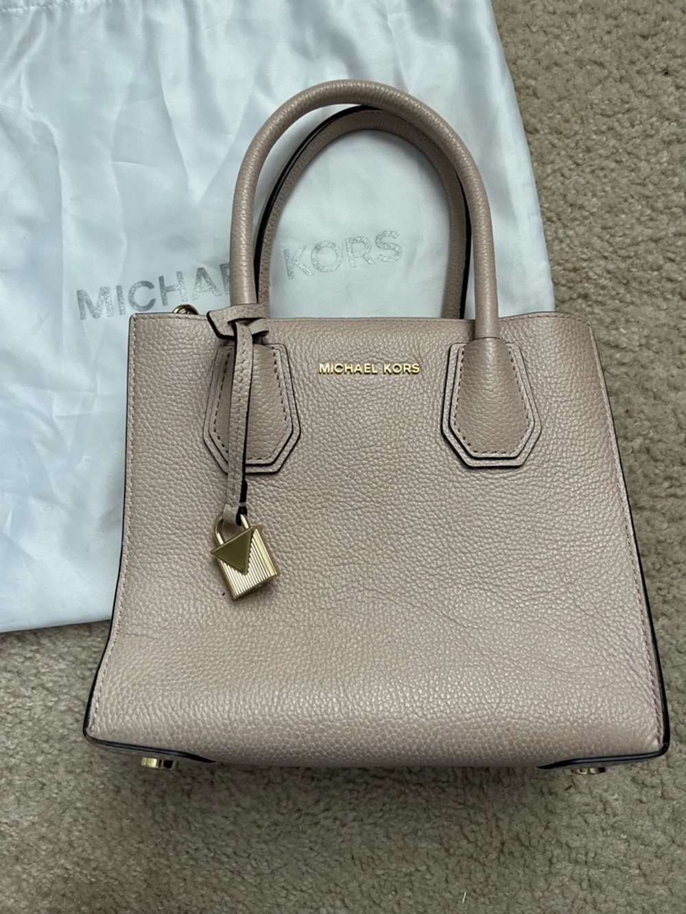 Michael Kors Pale Blush Leather Tote with Gold Hardware